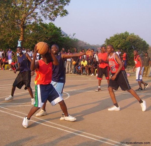 Part of the action at Mulunguzi Secondary school basketball court