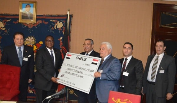 President Mutharika receives a donation of $20,000 from Egyptian Eastern Company in Lilongwe - Pic by Stanley Makuti