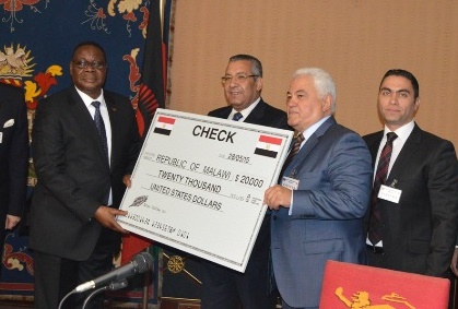 President Mutharika receives a donation of $20,000 from Egyptian Eastern Company 