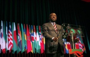 African Development Bank President Donald Kaberuka gives a speech during the opening ceremony of the annual meeting of the bank in Lisbon