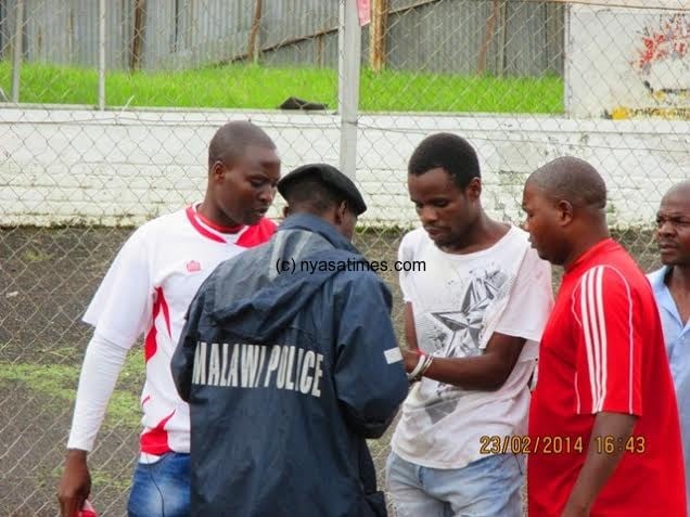 A Big Bullets supporter was arrested for throwing missles onto the field of play....Photo Jeromy Kadewere