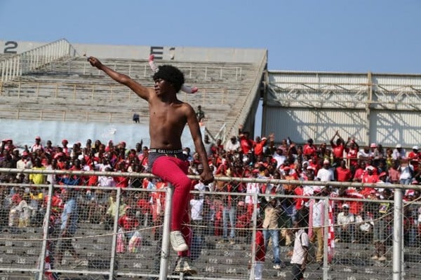 A Bullets fan celebrating after the match...Photo Jeromy Kadewere.