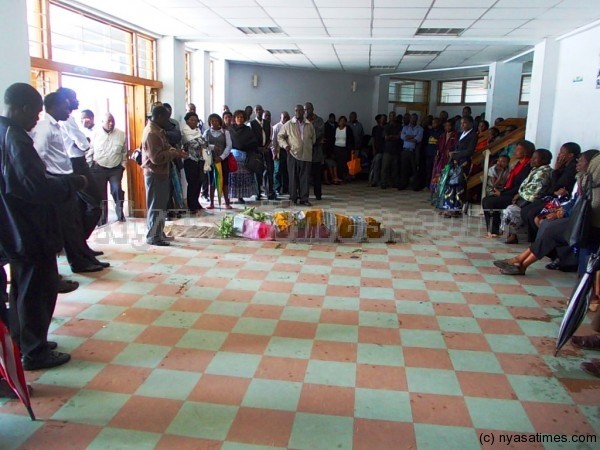 A 'coffin' on the middle of the new government offices in Blantyre...Photo Jeromy Kadewere