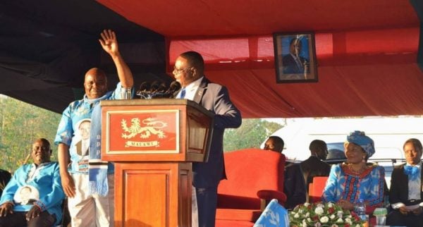 UPleft hand: DPP candidate being introduced by Mutharika in Mchinji