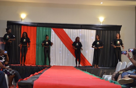 Contestants showing their dancing antics. Regional Finals for Miss Malawi at the Grand Palace Hotel in Mzuzu