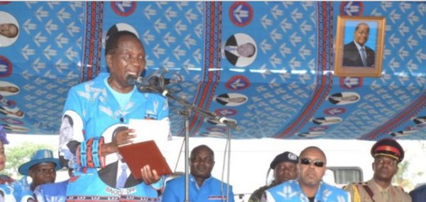 Mphepo speaking at the DPP rally: Fighting the media for rating DPP poorly