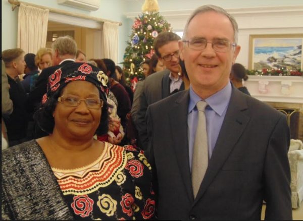 Bermudian Governor John Rankin and Jyce Banda pose for photos at the former’s official residence