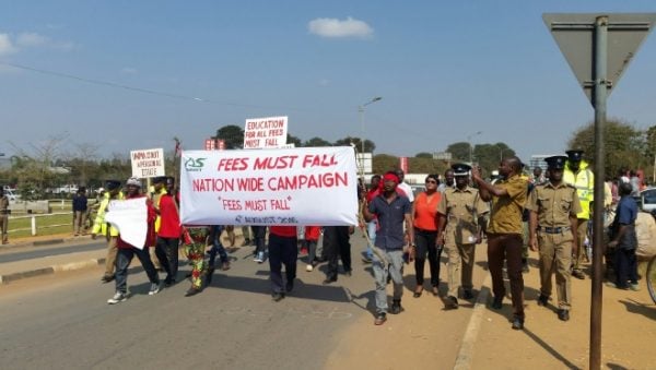 CSOs marching in Mzuzu against University of Malawi fees hike