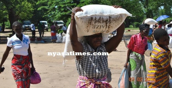 A bag of maize courtesy of WV and WFP...Photo Jeromy Kadewere.