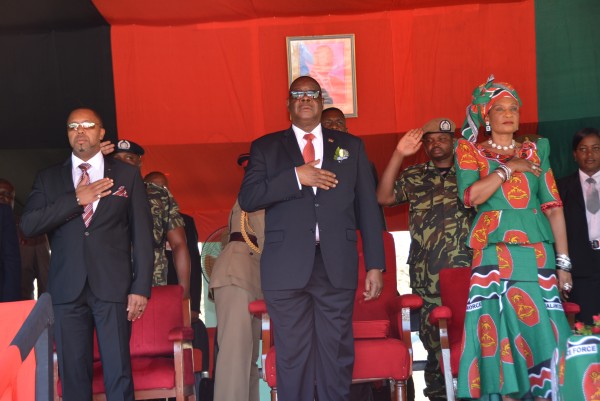 Kamuzu Barracks visit:  Malawi President Mutharika and his deputy Saulos Chilima with First Lady