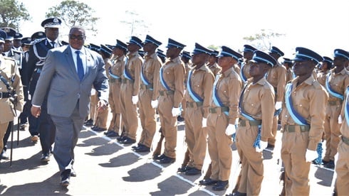 President Mutharika at the police pass out parade