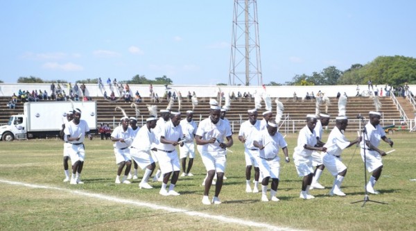 Malipenga dancers performing at Civo Stadium on Kamuzu Day