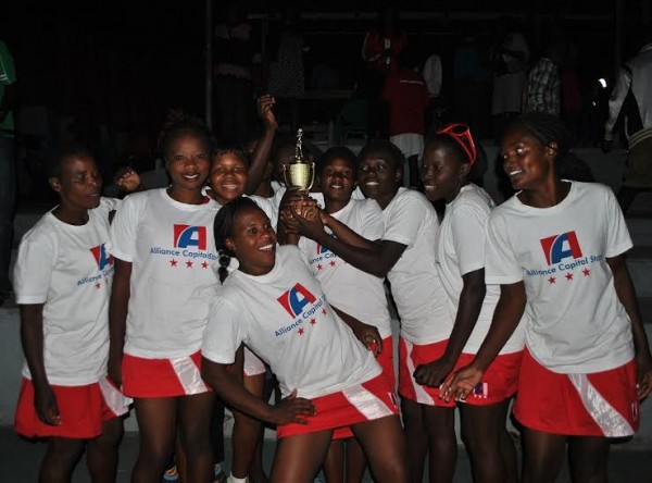 Alliance Capital Stars posing with thei r glittering trophy...Photo Jeromy Kadewere