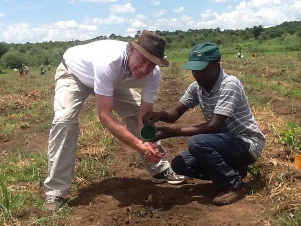 Alliance One MD washing hands after planting trees at Mpale Estate in Dowa