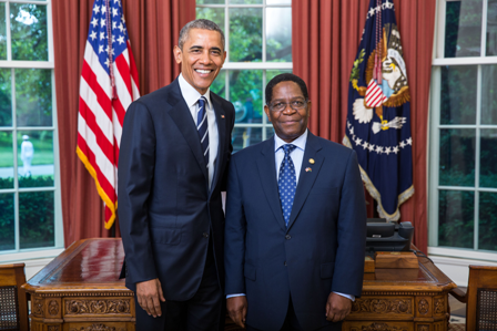 Ambassador Mhura posing with US President Barak Obama - File Photo