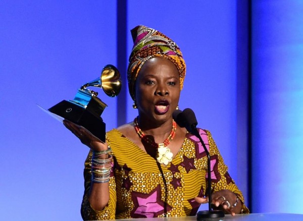 Angelique Kidjo recieves the award for the Best World Music Album, Sings, onstage during the 58th Annual Grammy music Awards in Los Angeles on February 15, 2016 (AFP Photo / Robyn Beck)