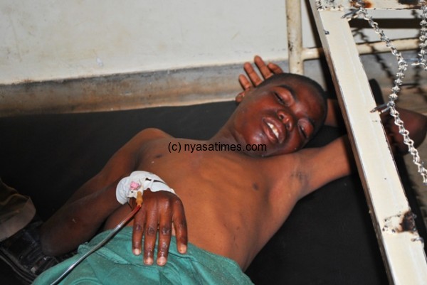 Another victim boy to the violence in pain at the hospital....Photo Jeromy Kadewere