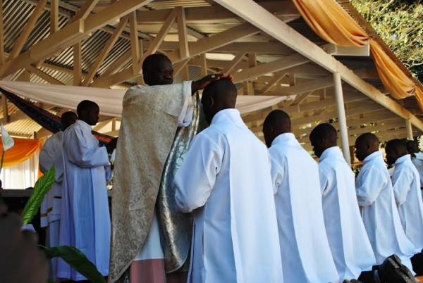 Archbishop Thomas Msusa blessing the deacons...Photo Jeromy Kadewere