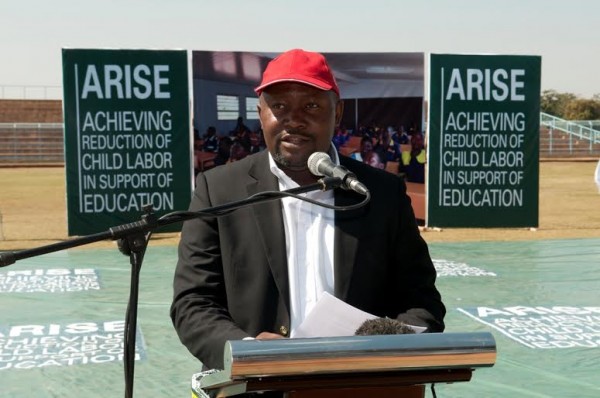 Kakhome at the commemoration of 2015 world day against child labour & launch of ARISE II project, Silver Stadium, LIlongwe