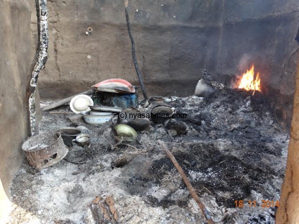 Arson destroys house property.-Photo by Tiwonge Kumwenda, Nyasa Times