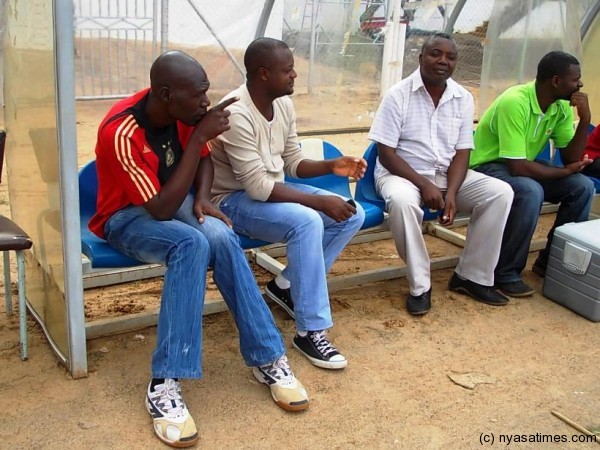 Azam Tigers bench comprised of Leo Mpulura, Macdonald Yobe and Abambo Robin Alufandika....Photo Jeromy Kadewere