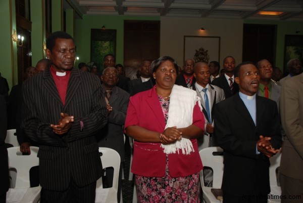 Pastor's Fraternity pray for President Joyce Banda at Sanjika palace on Tuesday. - Photo by Govati Nyirenda, MANA