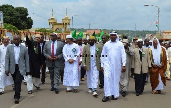 President Mutharika in a parade with Muslims in Lilongwe - Pic by Stanley Makuti