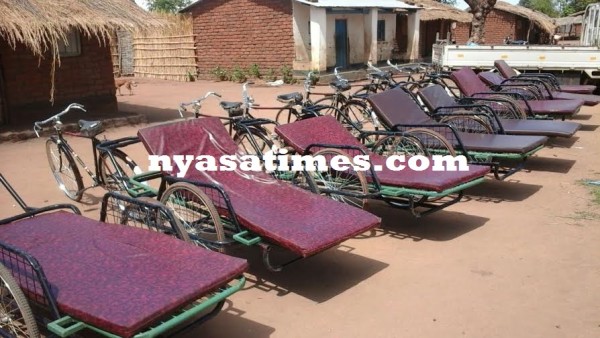 Bicycle ambulances which Kabwila distributed in Salima North West Constituency
