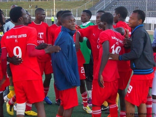 Blantyre United celebrating after the final whistle....Photo By Jeromy Kadewere