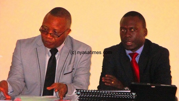 To go unopposed: Chairman Innocent Botomnai (left) and treasurer Tiya Somba..Photo Jeromy Kadewere