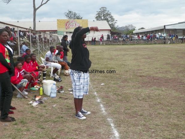 BT Zero coach Maggie Chombo issuing instructions to her girls.