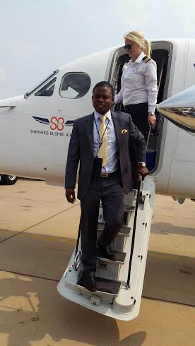 Bushiri alights from the private jet in Lilongwe