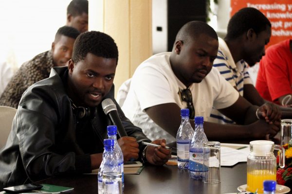 CAN journalist Chris Loka makes a contribution as Gwamba listens. Photo courtesy of Pencils PR