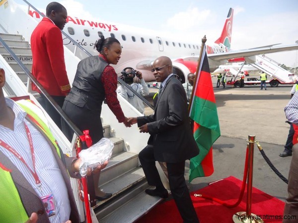 Chirwa boarding Kenya Airways on Nairobi-Blantyre direct route