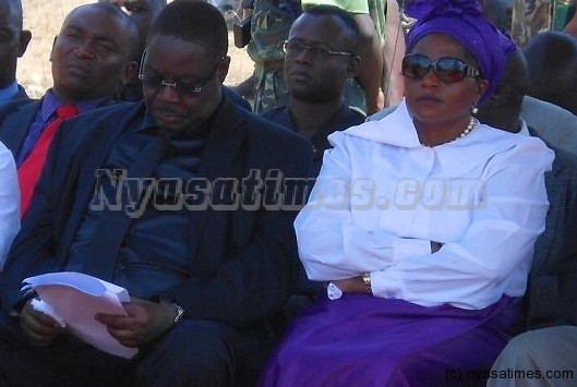 Bingu's widow Callista Mutharika next to Peter Mutharika