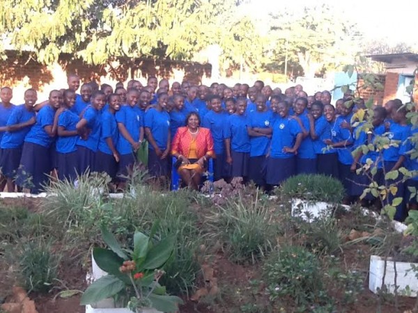 Callista with students of Nkhamenya girls