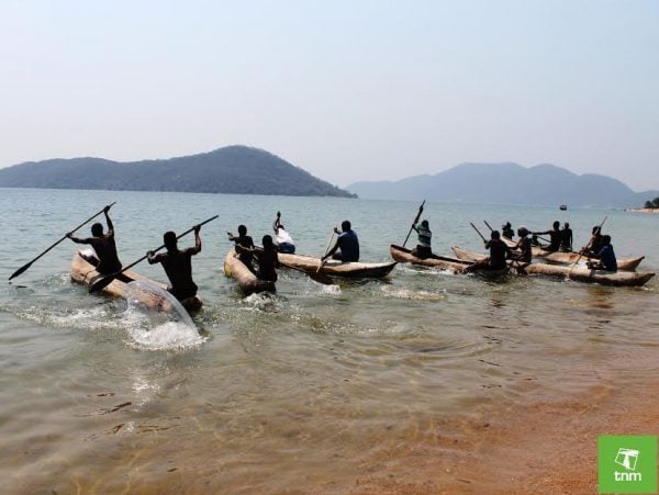 Canoe rowing  on Lake Malawi