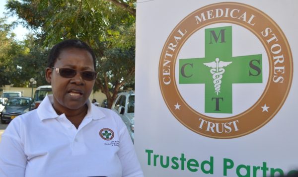 Central medical stores Board of trustees Chairperson Mrs Evelyn Itimu speaks at the launch of HIV &AIDS Workplace Policy for Central Medical Stores in Lilongwe on Saturday (C)Stanley Makuti