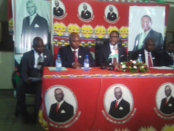 Chakwera and MCP leadership at the news conference