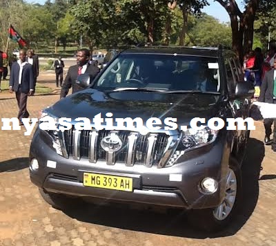 Chakwera arriving at one of the function in his newly purchased vehicle