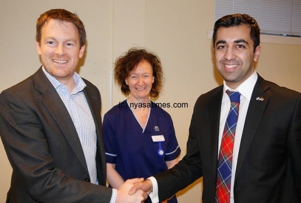 Humza Yousaf(R): Announced £9m in aid for Malawi ON visit to the Western General Hospital yesterday, where he met one of the Malawi project leads.