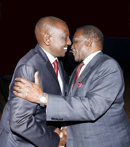 Malawi Minister of Foreign Affairs George Chaponda with Kenya vice president William Ruto