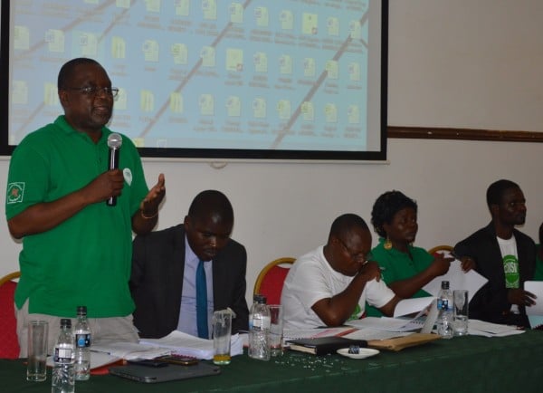 Chief Executive Officer for COMSIP Tenneson Gondwe delivers the key note address at the Annual General Meeting in Lilongwe-pic by Lisa Vintulla