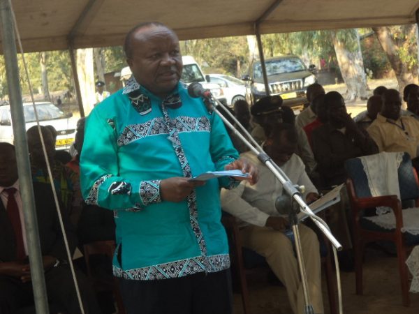 Chief Secretary to Government, George Mkondiwa speaking in Mangochi durng the launch of the district peace committee. Pic Arnold Namanja (MANA)