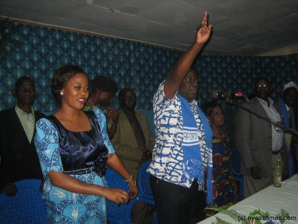 Chihana(R) in presidential dance at Mary Mount in Mzuzu Saturday night