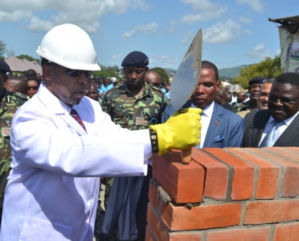 Chilima laying a foundation stone for the construction of MBS laboratory in Blantyre.Pic-Francis Mphweya-MANA.