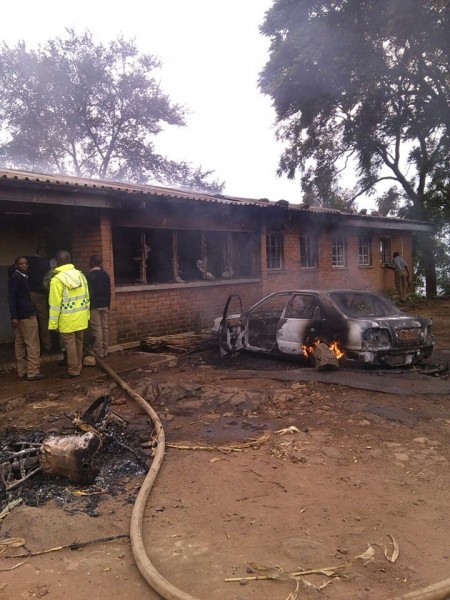 Cars burnt at the Police
