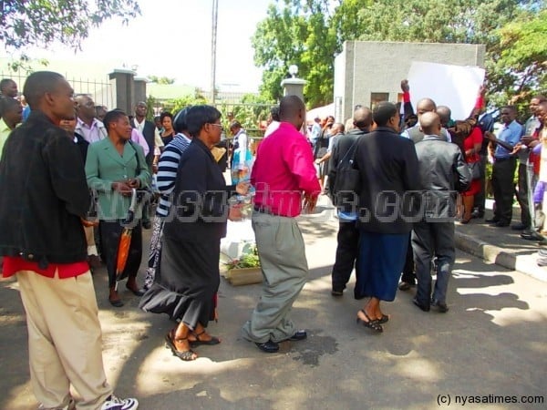 Civil Servants chanting songs demnding government to raise their salaries....Photo Jeromy Kadewere