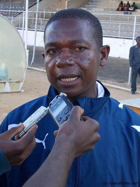 Civo United coach Thom Mkorongo after the final whistle being interviewed by members of the press.....Photo Jeromy Kadewere