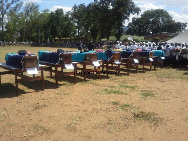 Coffins of the police officrs killed on presidential convoy